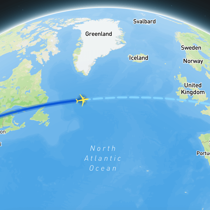 Map in FlyingOver with the route and the places along it labelled